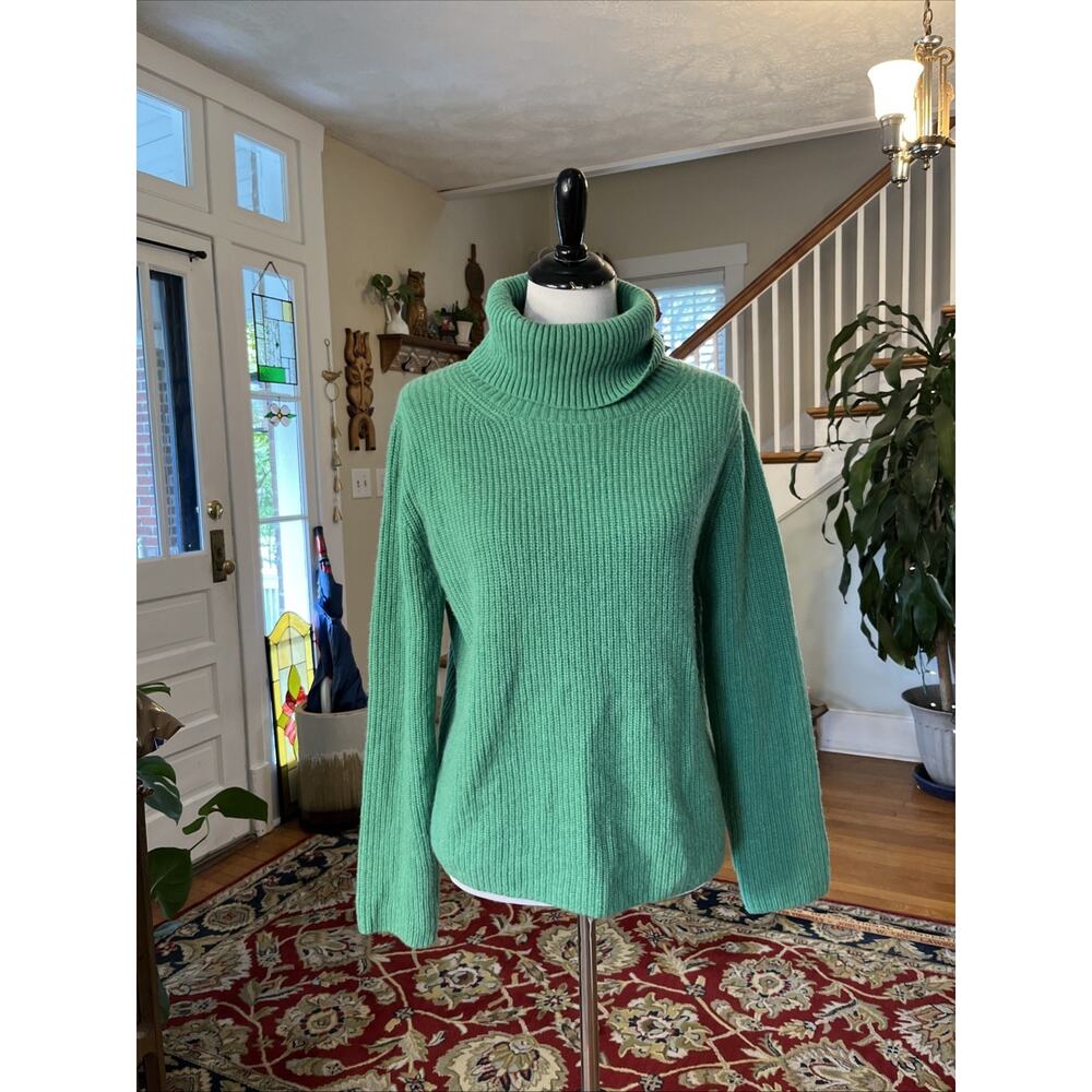 Banana Republic M 100% Cashmere Relaxed Turtle Sweater Ribbed Jade Pool Green